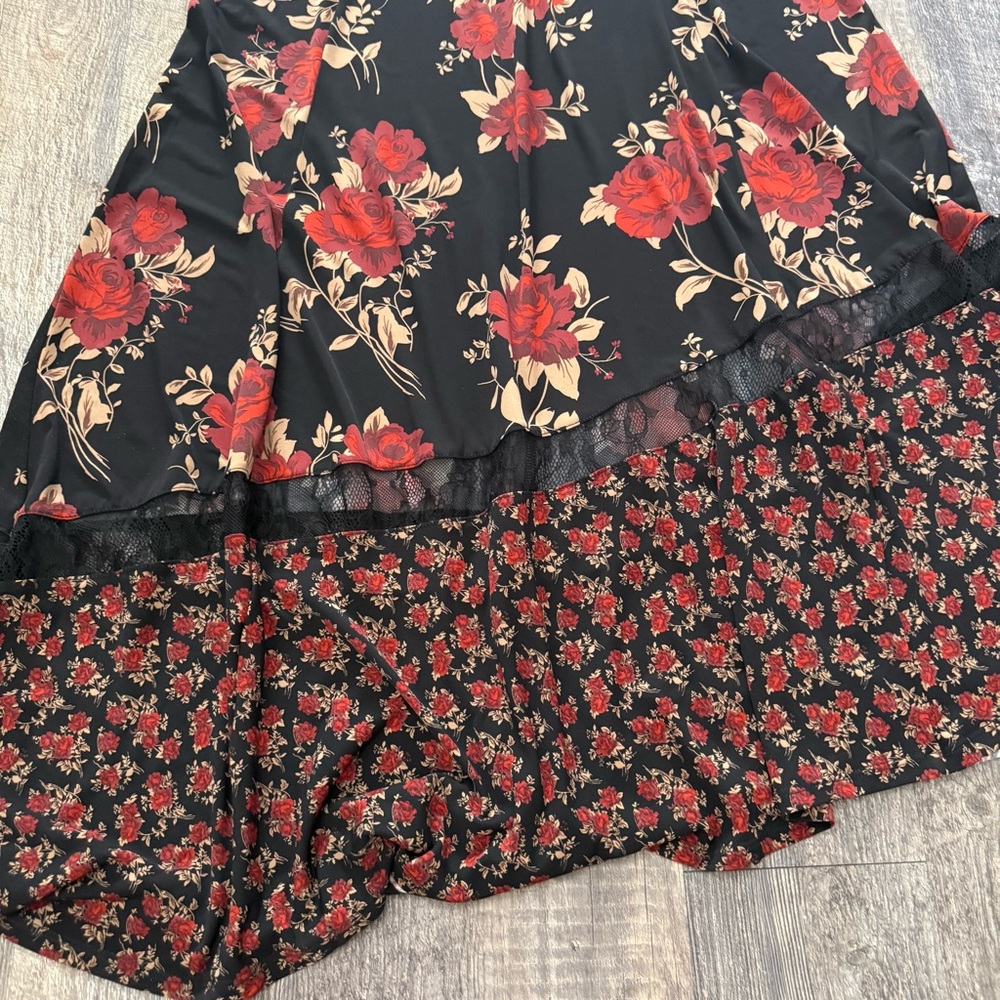 Torrid Black Lace Dress with Red Floral Pattern - Picture 2 of 4